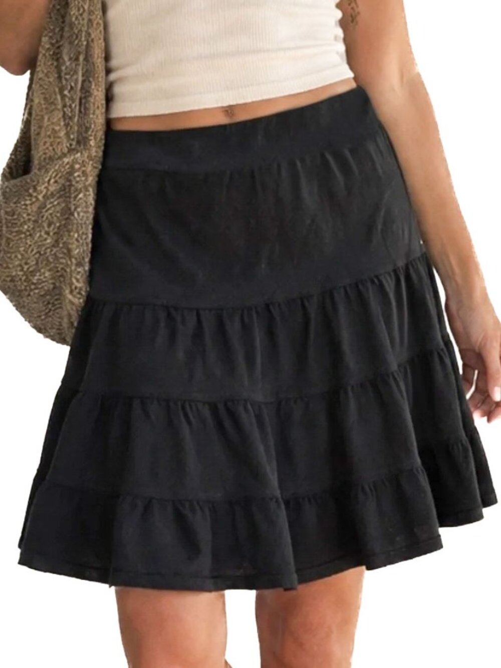 Fresh Produce Tiered Skirt Black Medium